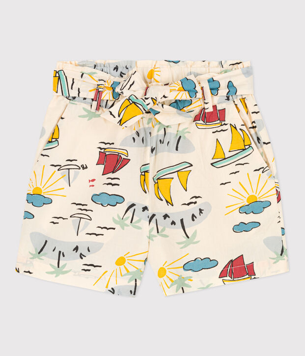 Shorts estampados de popelina para ni&ntilde;a crudo/multicolor