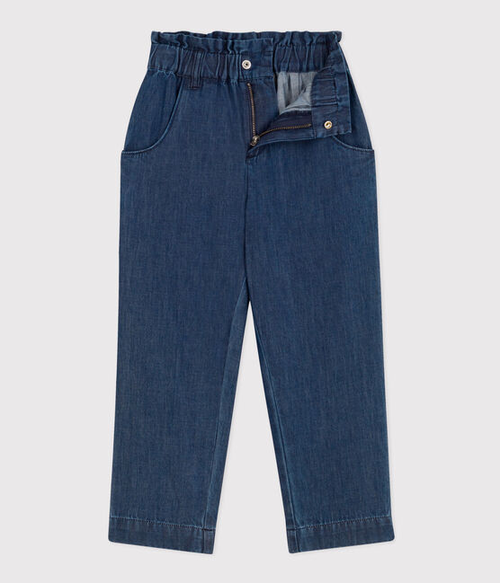Pantalón vaquero ligero de corte recto para niña azul DENIM