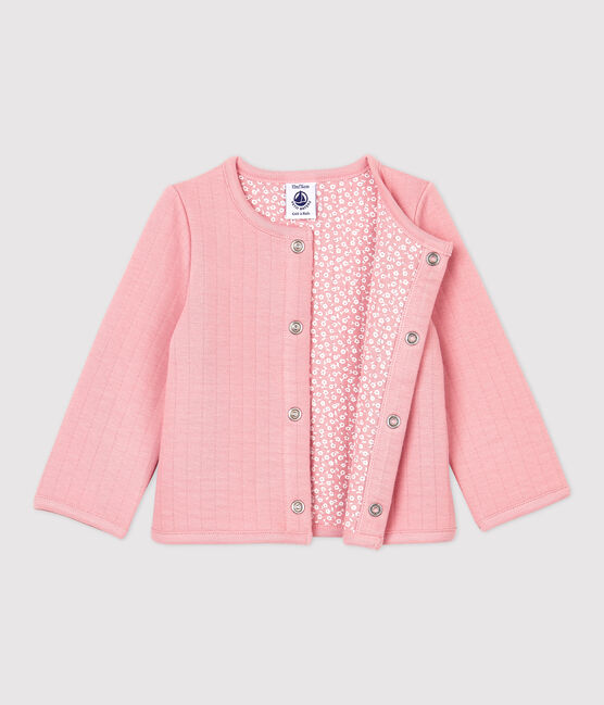 Cárdigan de tejido túbico acolchado de bebé. rosa CHARME
