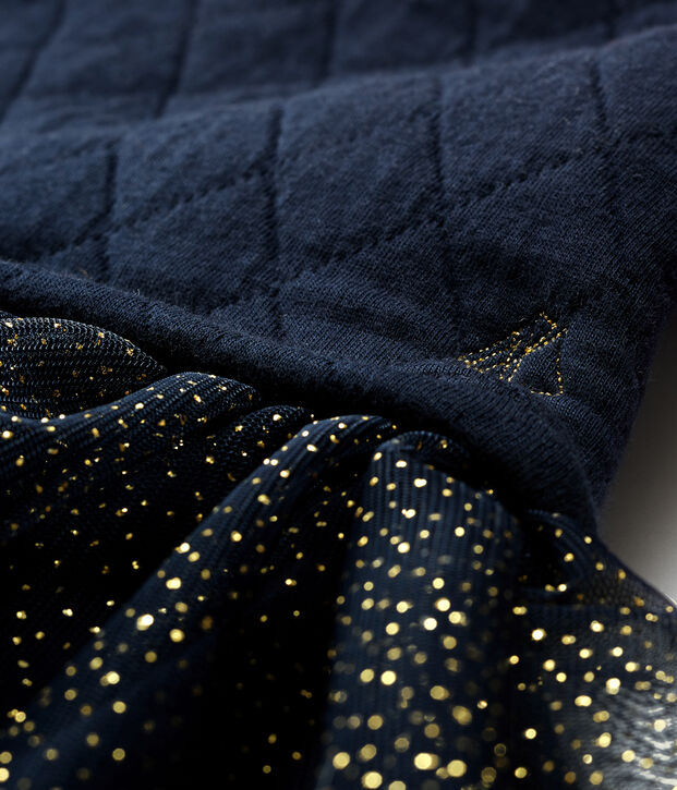 Vestido bimaterial de manga larga para beb&eacute; ni&ntilde;a SMOKING