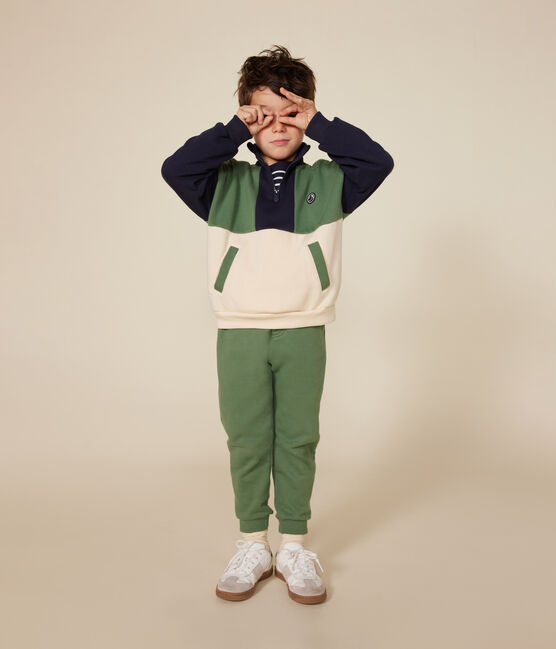 Sudadera de felpa con cremallera en el cuello para niño blanco AVALANCHE/ MULTICO