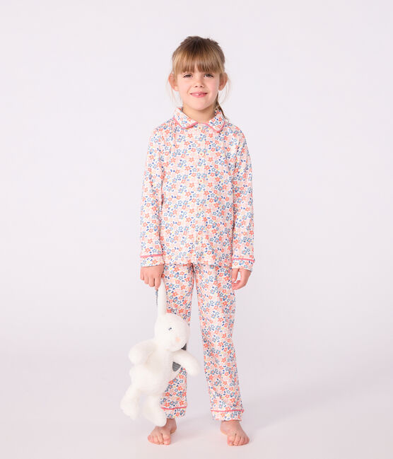 Pijama infantil abotonado de algodón estampado blanco MARSHMALLOW/blanco MULTICO
