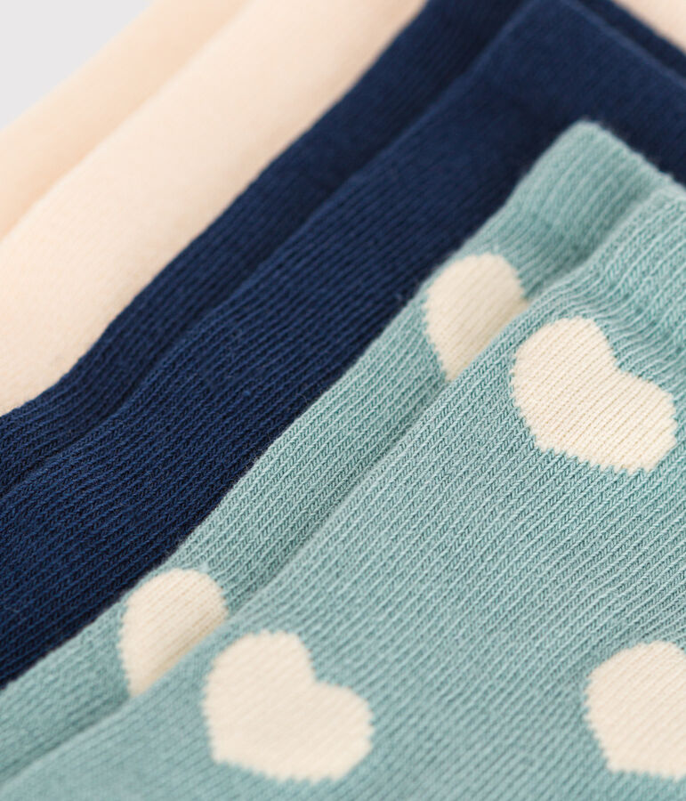 3 pares de calcetines infantiles de algod&oacute;n con corazones multicolor