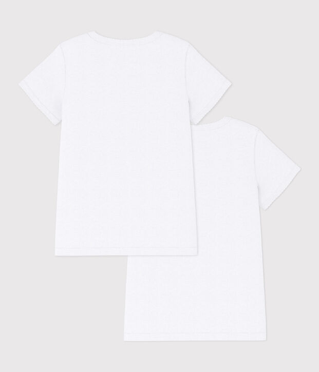 Lote de 2 camisetas blancas de manga corta de ni&ntilde;a multicolor