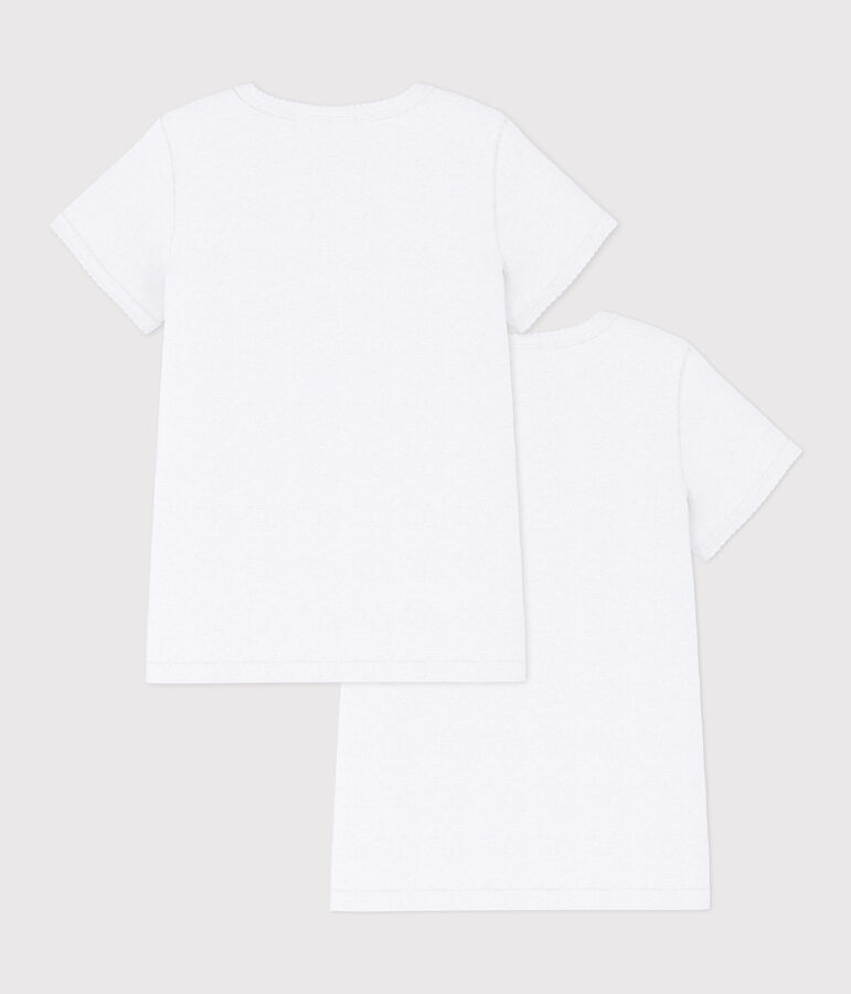 Lote de 2 camisetas blancas de manga corta de ni&ntilde;a multicolor