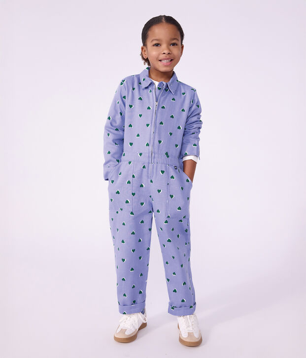 Mono infantil de algod&oacute;n con estampado de corazones violeta/multicolor