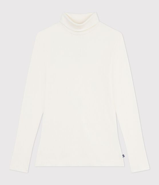 Camiseta de cuello alto Icónica de lana y algodón para mujer crudo MILK
