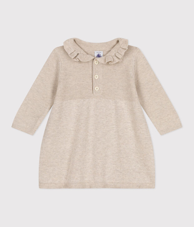 Vestido de manga larga de punto tricotado de algod&oacute;n para beb&eacute; MONTELIMAR CHINE