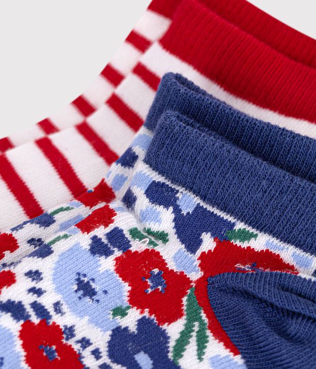 2 pares de calcetines de algod&oacute;n con estampado de flores para ni&ntilde;a multicolor