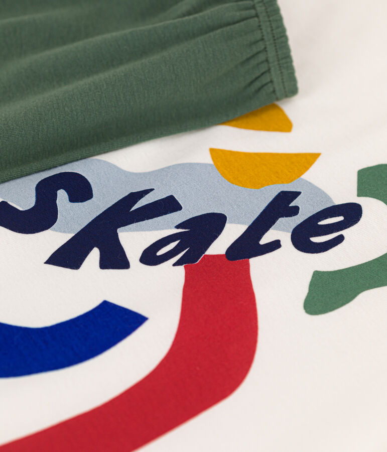 Pijama infantil corto y liso de algod&oacute;n blanco/multicolor