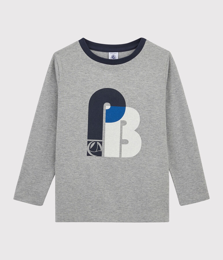 Camiseta serigrafiada para ni&ntilde;o gris