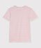 Camiseta de algod&oacute;n de manga corta a rayas para mujer blanco/rojo