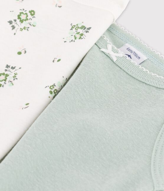 Juego de 2 camisas de tirantes de flores de algodón y lino de niña variante 1