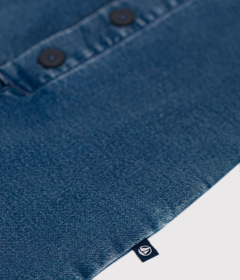 Mono denim de beb&eacute; sin mangas azul