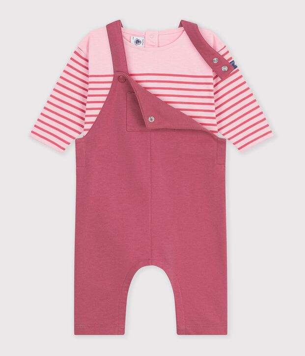 Conjunto de regalo de algod&oacute;n para beb&eacute;: camiseta y peto multicolor