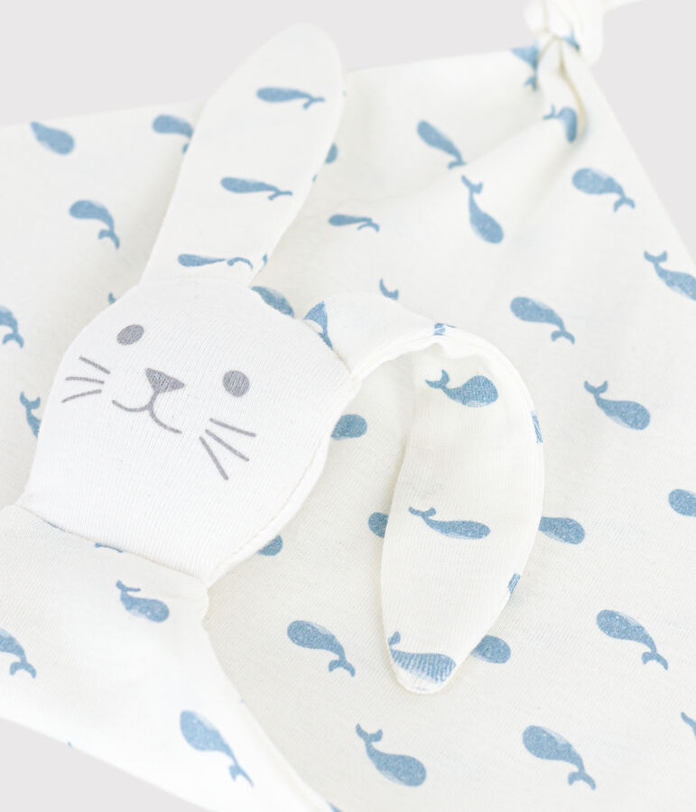 Doudou de algod&oacute;n con estampado de ballena para beb&eacute; blanco/azul