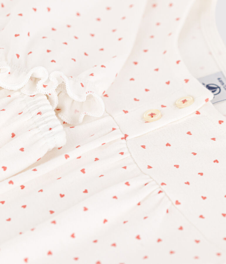 Pijama de algod&oacute;n coraz&oacute;n para ni&ntilde;a blanco/rosa