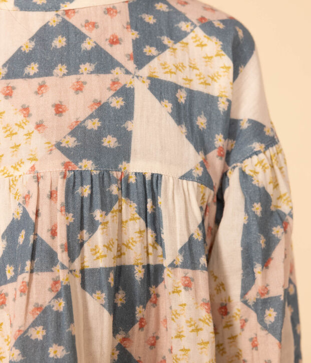Blusa de gasa de algod&oacute;n para ni&ntilde;a rosa/multicolor