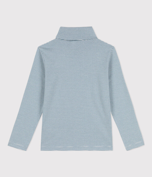 Prenda de cuello cisne a rayas de algod&oacute;n de ni&ntilde;a/ni&ntilde;o azul/blanco