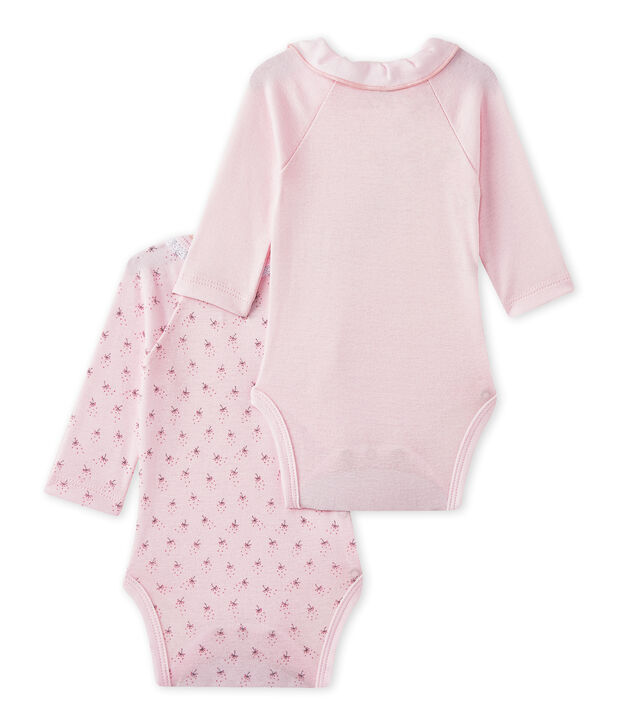 Lote de 2 bodies nacimiento de manga larga beb&eacute; ni&ntilde;a blanco