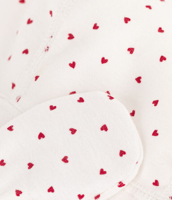 Juego de gorro y manoplas de algodón con corazones variante 1