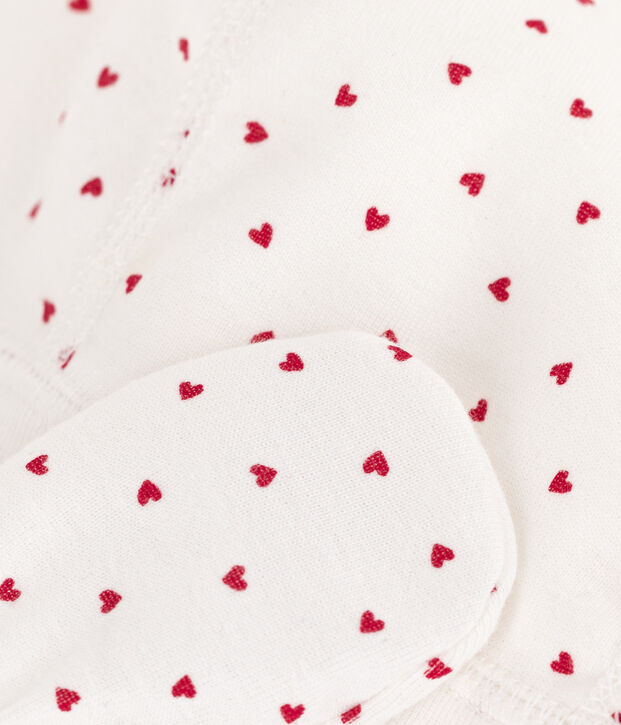 Juego de gorro y manoplas de algod&oacute;n con corazones multicolor