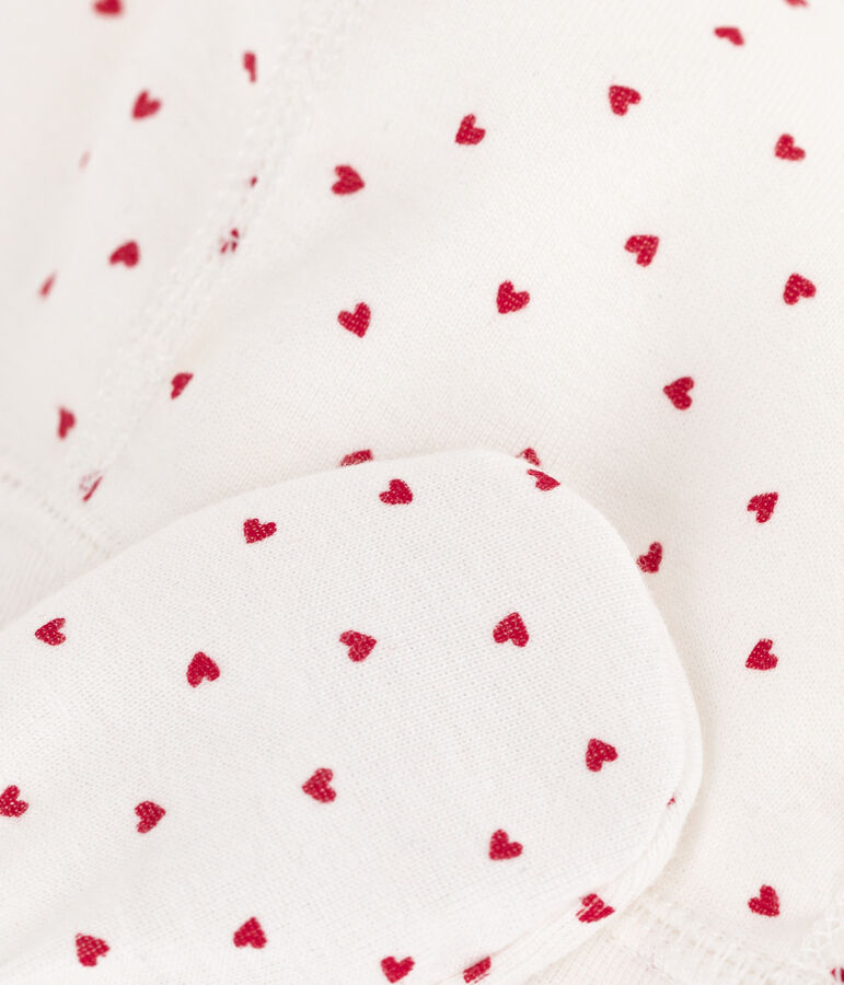 Juego de gorro y manoplas de algod&oacute;n con corazones multicolor