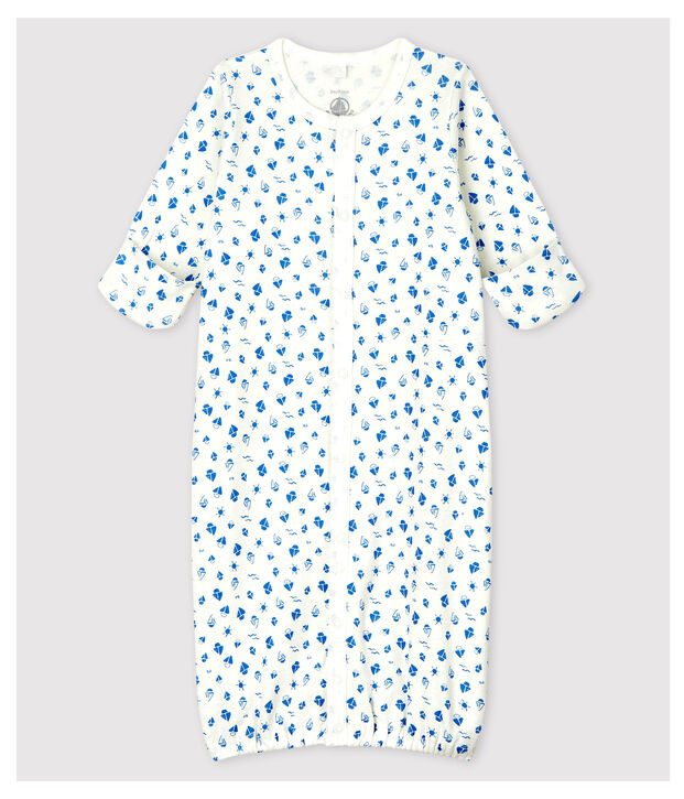 Mono saco con estrellas de beb&eacute; de algod&oacute;n ecol&oacute;gico blanco/gris