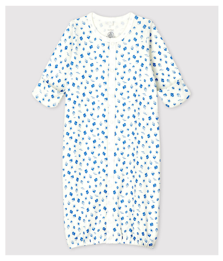 Mono saco con estrellas de beb&eacute; de algod&oacute;n ecol&oacute;gico blanco/gris