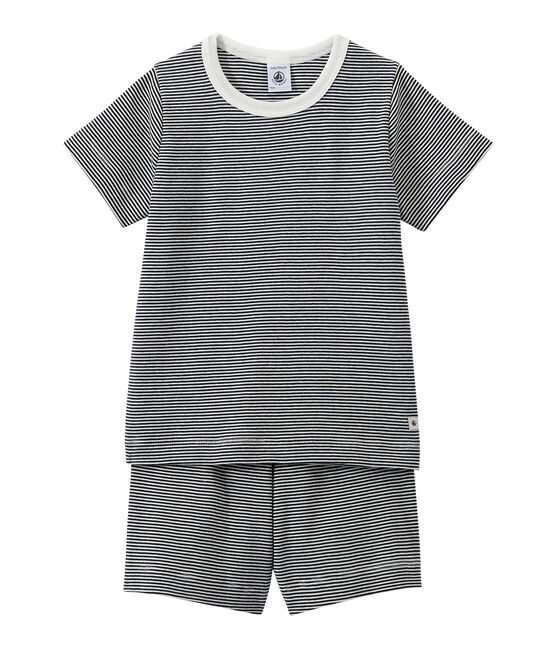 Pijama corto milrayas para niño azul SMOKING/blanco LAIT