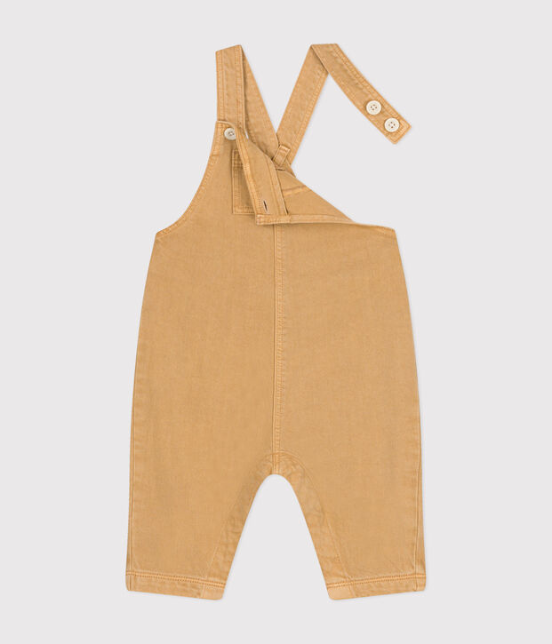 Peto largo de tejido denim de color para beb&eacute; beige