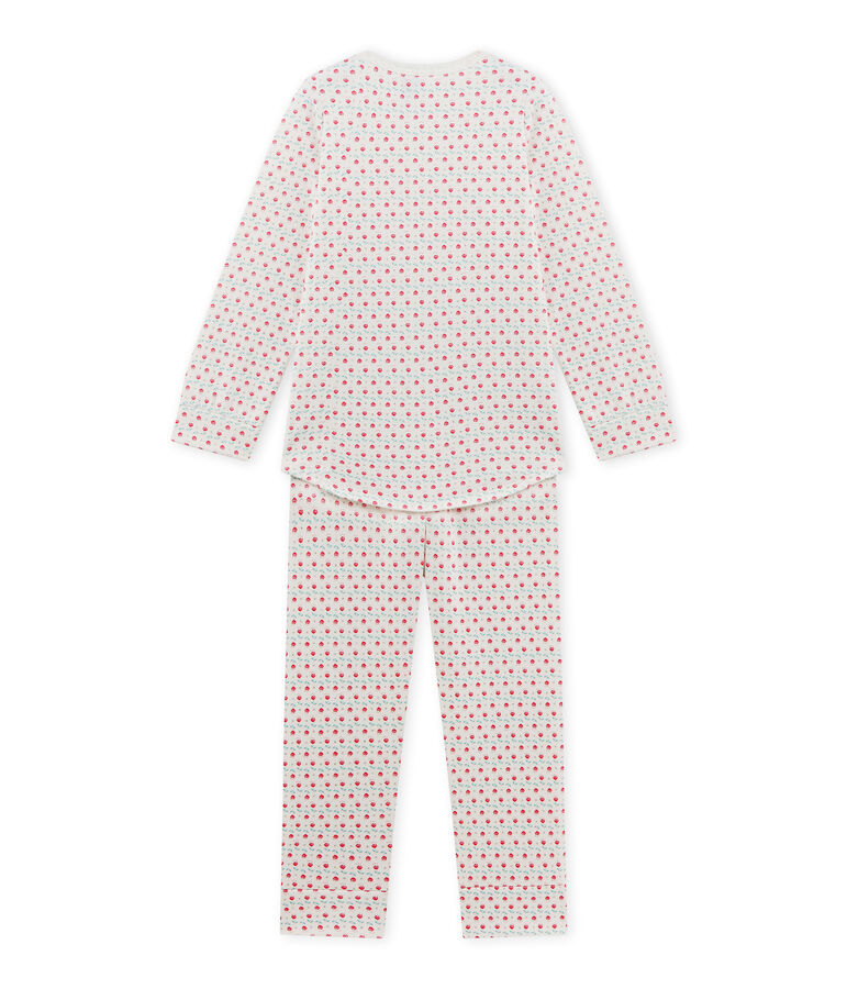 Pijama estampado para ni&ntilde;a blanco/multicolor