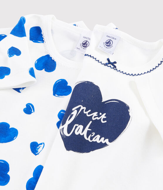 Juego de 2 camisetas de manga corta con corazones de niña variante 1