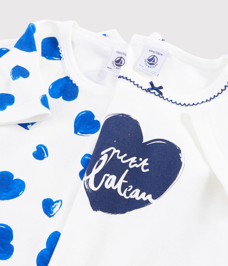 Juego de 2 camisetas de manga corta con corazones de ni&ntilde;a multicolor