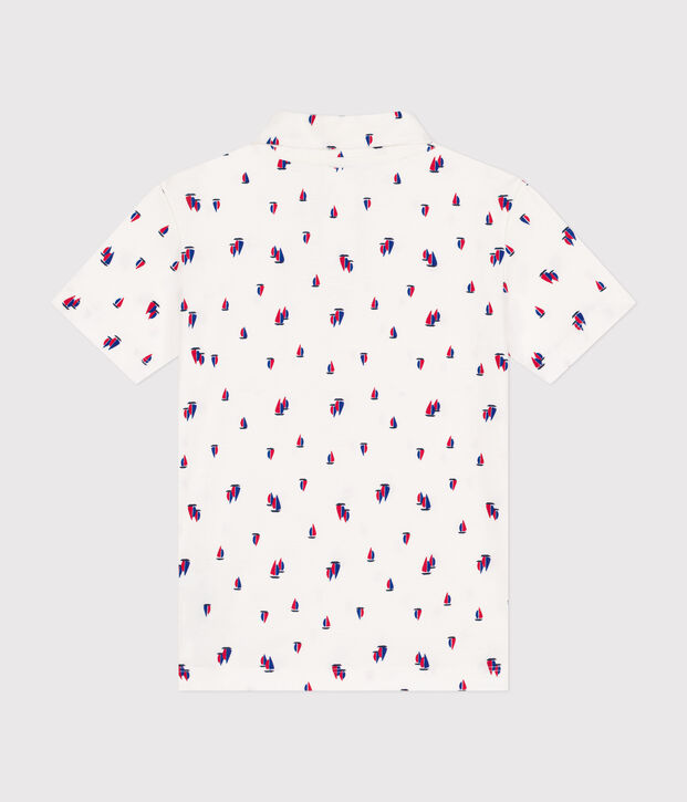 Polo de algod&oacute;n de manga corta para ni&ntilde;o blanco/multicolor