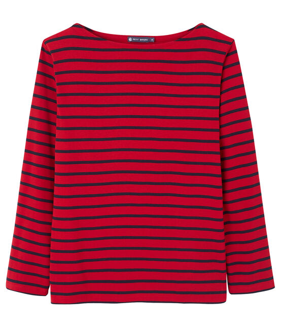 Camiseta unisex a rayas rojo MARS/azul SMOKING