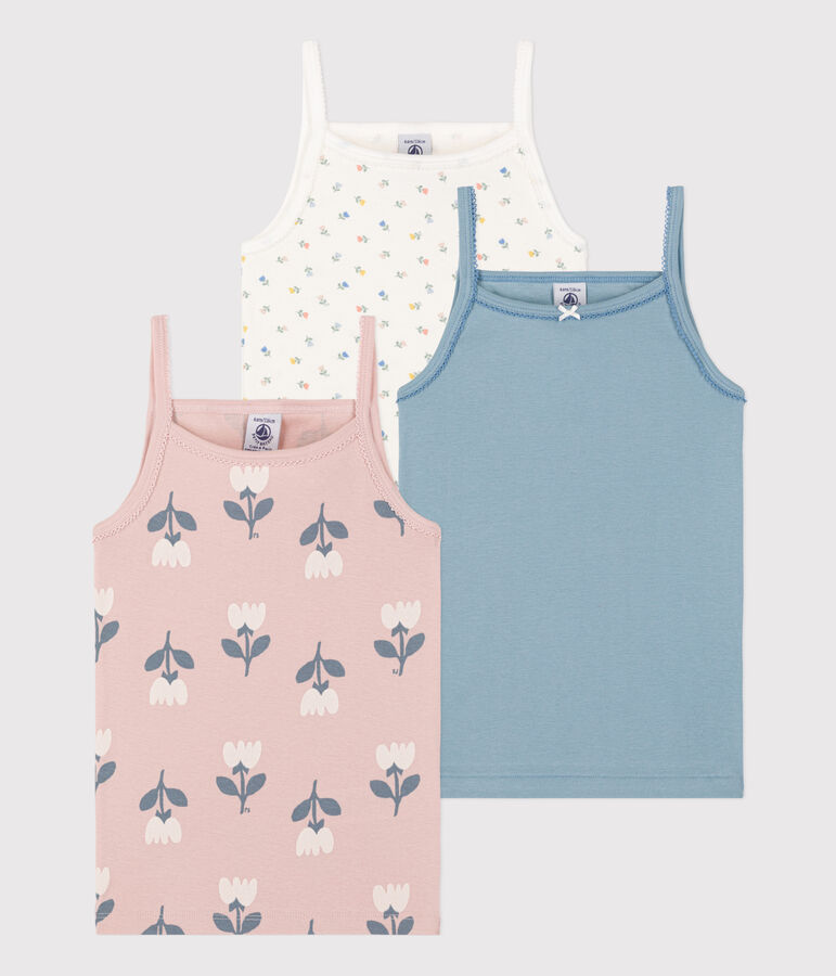 Juego de 3 camisetas de algod&oacute;n de tirantes con tulipanes para ni&ntilde;a multicolor