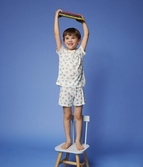 Pijama corto de niña/niño de algodón blanco MARSHMALLOW/blanco MULTICO