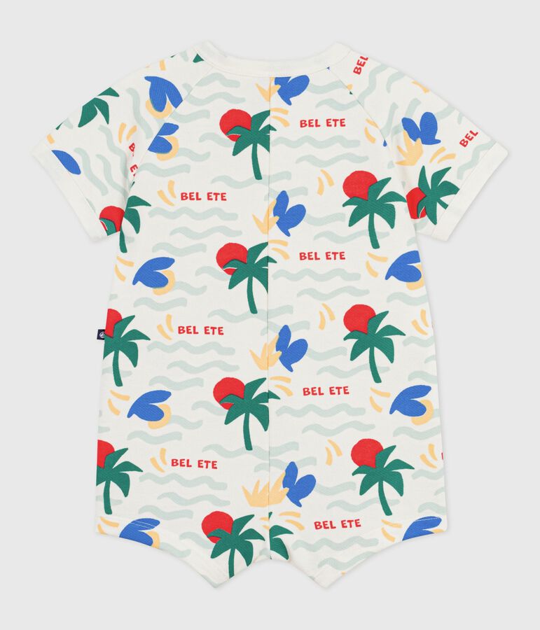 Pelele corto de algod&oacute;n estampado para beb&eacute; crudo/multicolor