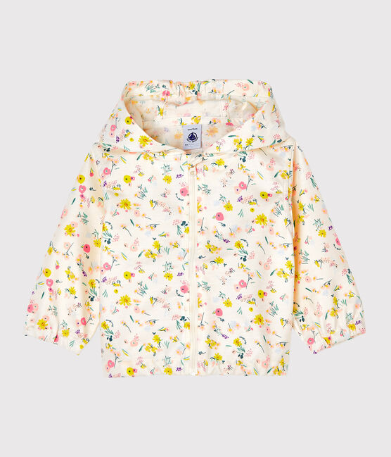 Cortavientos estampado para bebé unisex blanco MARSHMALLOW/rosa ROSE/ MULTICO