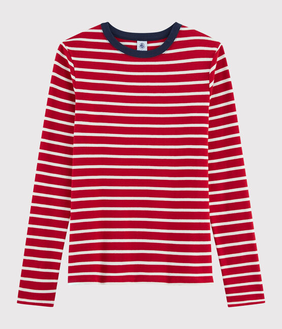 Camiseta icónica con cuello redondo para mujer rojo TERKUIT/blanco MARSHMALLOW