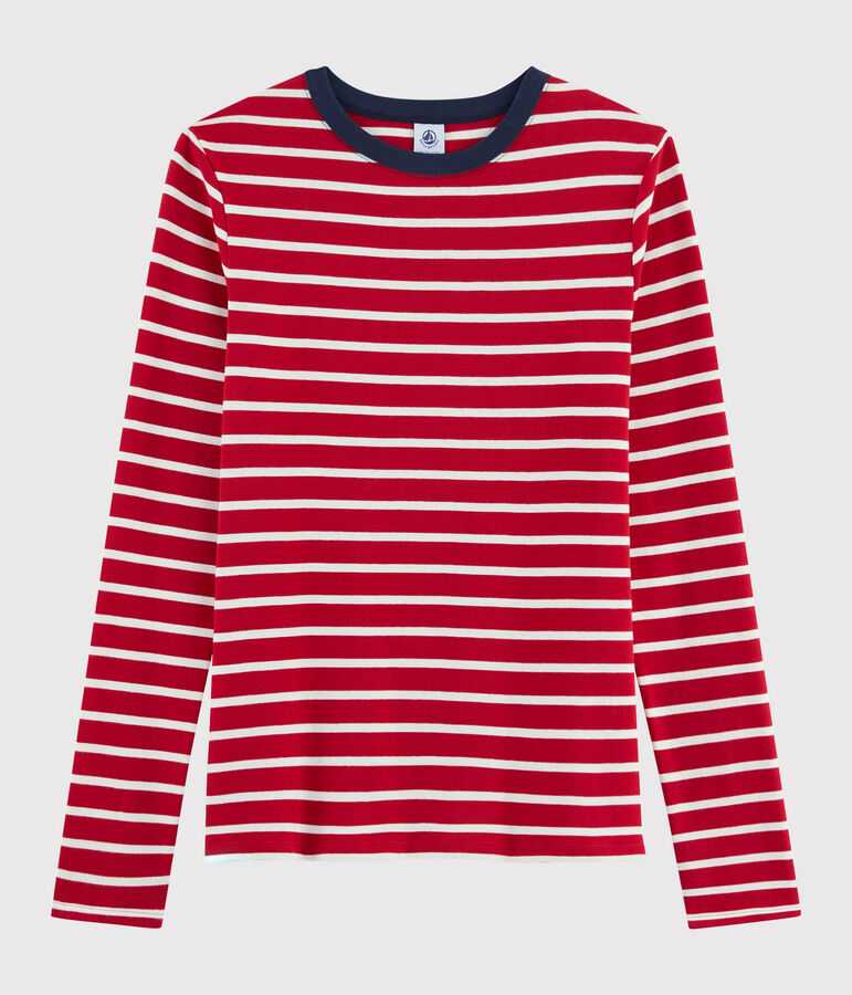 Camiseta ic&oacute;nica con cuello redondo para mujer rojo/blanco