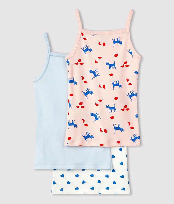 Juego de 3 camisas de tirantes con gatos de algodón de niña variante 1