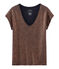 Camiseta manga corta lisa de lino irisada para mujer azul SMOKING/rosa COPPER