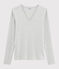 Camiseta de cuello de pico emblemática de algodón de mujer gris BELUGA CHINE