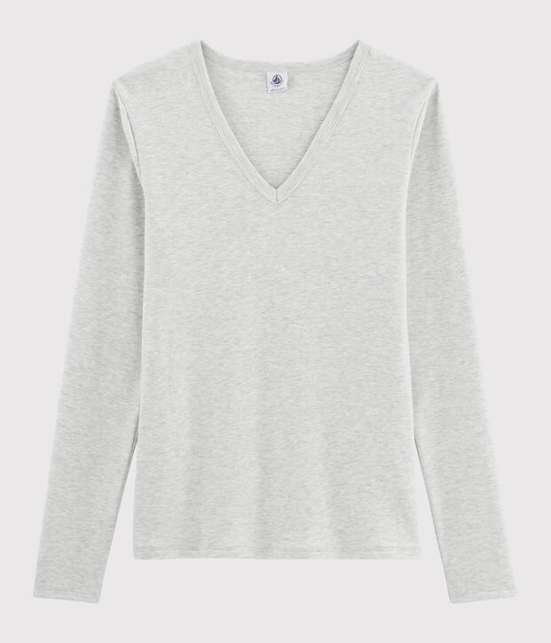 Camiseta de cuello de pico emblem&aacute;tica de algod&oacute;n de mujer BELUGA CHINE