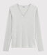 Camiseta de cuello de pico emblemática de algodón de mujer