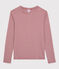 Camiseta de cuello redondo emblemática de algodón a rayas de mujer rojo SANGRIA/ MARSHMALLOW