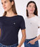 Camiseta icónica de mujer con cuello almirante de algodón  azul SMOKING