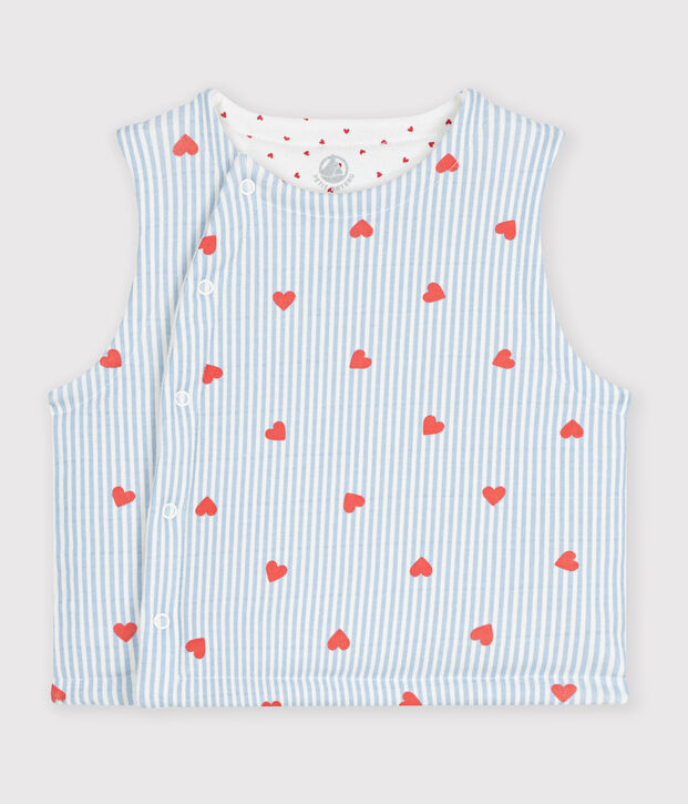 Chaleco reversible de algod&oacute;n con estampado de corazones para beb&eacute; blanco/multicolor